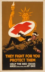 Fondsenwervingsposter voor het Rode Kruis, uitgegeven 1917